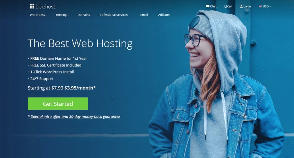 Bluehost Hosting Homepage