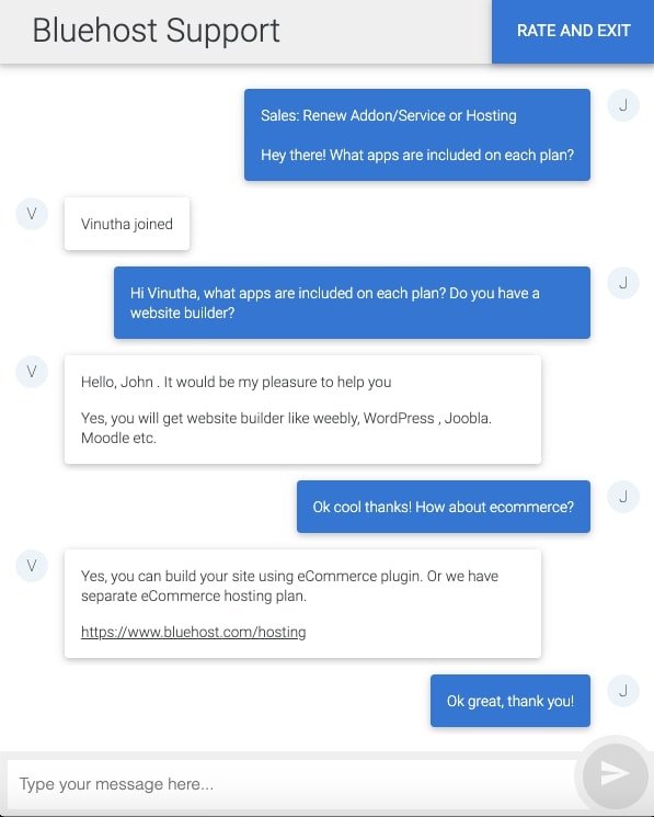 BlueHost Customer support